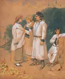 Wojciech Gerson, Wieśniacy z okolic Sandomierza, 1854 r., 1854, akwarela, papier