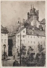 Zofia Stankiewicz, Plac Zamkowy w Warszawie, akwaforta, papier