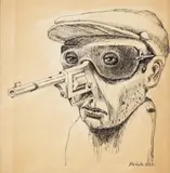 Rysunek satyryczny, 1950 r. by Bronisław Wojciech Linke, 1950, tusz, papier, 24, sold Jun 2022