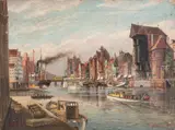 Antoni Pawłowski, Nad Motławą, olej, płótno, 40