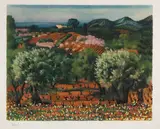 Moïse Kisling, Pejzaż z Prowansji, litografia barwna, papier