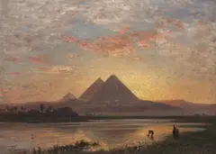 Ernst Koerner, Piramidy w Gizie, 1898, 1898, olej, płótno