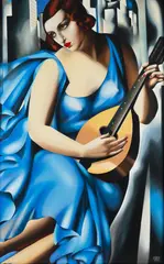Tamara Łempicka, Femme bleue a la Guitare, serigrafia barwna, papier