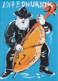 Kontrabasista, 2017 by Edward Dwurnik, 2017, olej, płótno, sold Jun 2022
