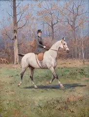 Tadeusz Ajdukiewicz, Dama na koniu, 1912 r., 1912, olej, płótno, 70