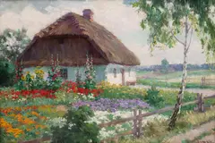 Emil Lindeman, Chata, olej, płótno