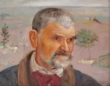 Portret mężczyzny, 1924 r. by Wlastimil Hofman, 1924, olej, tektura, sold May 2022