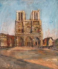 Nathan Grunsweigh, Katedra Notre-Dame w Paryżu, olej, tektura, 59