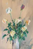 Antoni Suchanek, Róże, pastel, gwasz, tektura