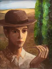 Katarzyna Karpowicz, Portret mężczyzny z fajką, 2018, 2018, olej, płótno