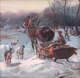 Jan Konarski, Sanie, olej, tektura, 7
