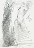 Bez tytułu, 1985 by Franciszek Starowieyski, 1985, ołówek, papier, 29, sold Apr 2022