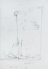 Zdzisław Beksiński, Bez tytułu (szkic do obrazu), ołówek, papier, 29