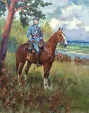 Marszałek Józef Piłsudski na kasztance, 1929 r. by Jerzy Kossak, 1929, olej, płótno dublowane, sold Apr 2022