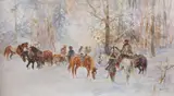 Zenon Aniszewski, Postój patrolu, 2022 r., 2022, akwarela, papier