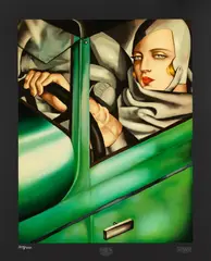 Tamara Łempicka, Autoportret w zielonym bugatti, serigrafia barwna, papier