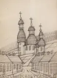 Nikifor Krynicki, Kościół, ołówek, papier, 22