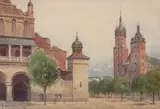 Adam Setkowicz, W Krakowie, akwarela, papier, 21