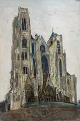 Joseph Pressmane, Katedra w Bourges, olej, płyta, 80