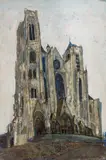 Joseph Pressmane, Katedra w Bourges, olej, płyta, 80