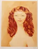 Moïse Kisling, Rudowłosa, litografia barwna, papier, 56