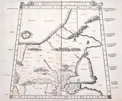 Bernadus Sylvanus, Octava Europae Tabula, wyd. J. Pentius de Leucho, Wenecja 1511 na verso fragment mapy Europy Południowo-Wschodniej i mapa Sycylii drzeworyt, wym. arkusza 42