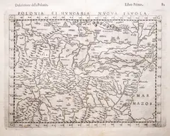 Sebastian Münster, Polonia et Hungaria Nuova Tavola, wyd. Girolamo Ruscelli, Wenecja 1561 na verso tekst w języku włoskim miedzioryt