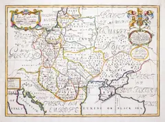 Edward Wells, A new map of present Poland…, mapa pochodząca z “A new set of maps both ancient and present geography”, wyd. Edward Wells, Londyn 1719 miedzioryt kolorowany
