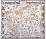 Abraham Goos Claes Janszoon Visscher, Haec Tabula nova Poloniae et Silesiae, stan pierwszy, wyd. Laurie & Whittle, Amsterdam przed 1630 miedzioryt kolorowany w epoce, 46