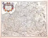 Clement de Jonghe Nicolas Sanson D'Abbeville, Tabula nova totius Regni Poloniae…, stan pierwszy, wyd. Clement de Jonghe, Amsterdam 1670 miedzioryt kolorowany, 43
