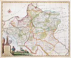 Emanuel Bowen, A new and accurate map of Poland, Lithuania…, mapa pochodząca z „Universal History of the World”, wyd. William Innys et al., Londyn 1766 miedzioryt kolorowany, 35