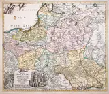 Cornelis Danckerts III, Regni Poloniae et Ducatus Lithuaniae…, stan drugi, wyd. Reinier I & Josua Ottens, Amsterdam 1700 miedzioryt kolorowany w epoce