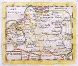 Pierre Duval, Pologne, prawdopodobnie stan pierwszy, wyd. Pierre Duval, Paryż przed 1661 miedzioryt kolorowany liniowo