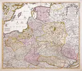 Frederik de Wit, Reipublicae et Status Generalis Poloniae Nova Tabula…, stan dziesiąty, wyd. Frederick de Wit, Amsterdam 1700 miedzioryt kolorowany