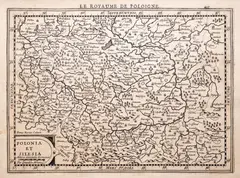 Petrus Kaerius, Polonia et Silesia, wyd. Joannes Cloppenburg, Amsterdam 1630 na verso tekst w języku francuskim miedzioryt, 18