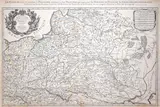Alexis Hubert Jaillot, Estats de Pologne subdivises suivant l'estendue des Palatinats, mapa pochodząca z „Atlas Nouveau”, stan trzeci, wyd. Guillame Sanson & Hubert Jaillot, Paryż 1684 miedzioryt kolorowany liniowo, 60