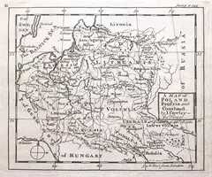 Emanuel Bowen, A map of Poland Prussia and Courland, mapa pochodząca z „An Introduction to Geography by Questions and Answers”, wyd. John Cowley, Londyn 1738 miedzioryt, 11