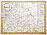 Jean Lattré, Royaumes de Pologne et de Prusse, stan pierwszy, wyd. Jean Lattre, Paryż 1787 mapa pochodząca z „Petit Atlas Moderne” miedzioryt kolorowany liniowo, 20