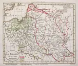 Alexandre Blondeau, La Pologne avec les Partages, stan drugi, wyd. Hyacinthe Langlois, Paryż 1802 mapa pochodząca z „Atlas Universel pour la geographie de Guthrie” miedzioryt kolorowany