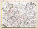 Georges Louis Le Rouge, Etat present du Royaume de Pologne, mapa pochodząca z “Atlas nouveau portatif à l'usage des militaires”, stan czwarty, wyd. Louis Crepy I Charles Desnos, Paryż 1773 miedzioryt kolorowany, 21