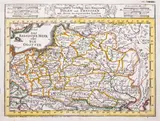 Gabriel Bodenehr Johann Stridbeck, Geographische Vorstellung derer Königreiche Polen und Preussen…, stan trzeci, wyd. Gabriel Bodenehr II, Augsburg 1740 mapa pochodząca z “Atlas curieux” miedzioryt kolorowany, 16