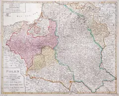 Johann Walch, Polen nach seiner ersten and letzten, oder gaenzlichen Theilung, stan trzeci, wyd. Johann Walch, Augsburg 1796 miedzioryt kolorowany
