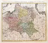 Tobias Mayer, Mappa geographica Regni Poloniae, stan pierwszy z czwartej płyty, wyd. Spadkobiercy Homanna, Norymberga 1773 miedzioryt kolorowany