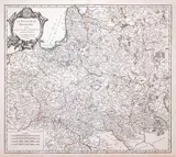 Robert de Vaugondy, Le Royaume de Pologne, stan pierwszy, wyd. Gilles i Didier Robert de Vaugondy, Paryż 1752 mapa pochodząca z „Atlas Universel” miedzioryt kolorowany liniowo, 49