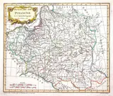 Robert de Vaugondy, Royaume de Pologne, stan trzeci, wyd. Charles-Francois Delamarche, Paryż 1795 miedzioryt kolorowany w epoce