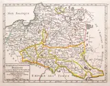 Gilles i Didier Robert de Vaugondy, Etats de la Courone de Pologne…, mapa pochodząca z „Atlas portatif, universel et militaire…”, wyd. Gilles i Didier Robert de Vaugondy, Paryż 1748 miedzioryt kolorowany liniowo, 16