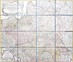 Georg Friederich Uz, Nova Mappa Geographica Regni Poloniae, stan drugi, wyd. Schneider & Weigel, Norymberga 1788 miedzioryt kolorowany, 91