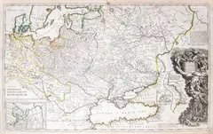 Herman Moll, (…) Map of Moscovy, Poland, Little Tartary and y Black Sea…, stan drugi, wyd. Herman Moll & D. Midwinter & Philip Overton & Thomas Bowles, Londyn 1722 miedzioryt kolorowany liniowo, 61