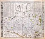 Henri Abraham Châtelain Châtelain, Carte de Pologne avec la chronologie des rois et des ducs de Lithuanie…, stan pierwszy, wyd. Henri i Zacharias Châtelain, Amsterdam 1714 miedzioryt kolorowany, 50