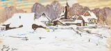 Pejzaż zimowy z Bystrej by Julian Fałat, gwasz, papier, sold Feb 2022